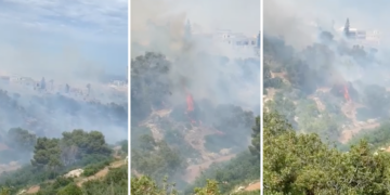 Incendio nella Għomor Valley, fumo avvolge anche le località limitrofe, traffico chiuso nell’area