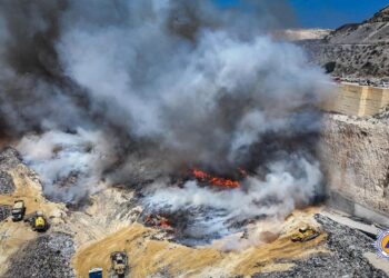 Incendio all’impianto WasteServ di Maghtab: rogo sotto controllo, nessun ferito